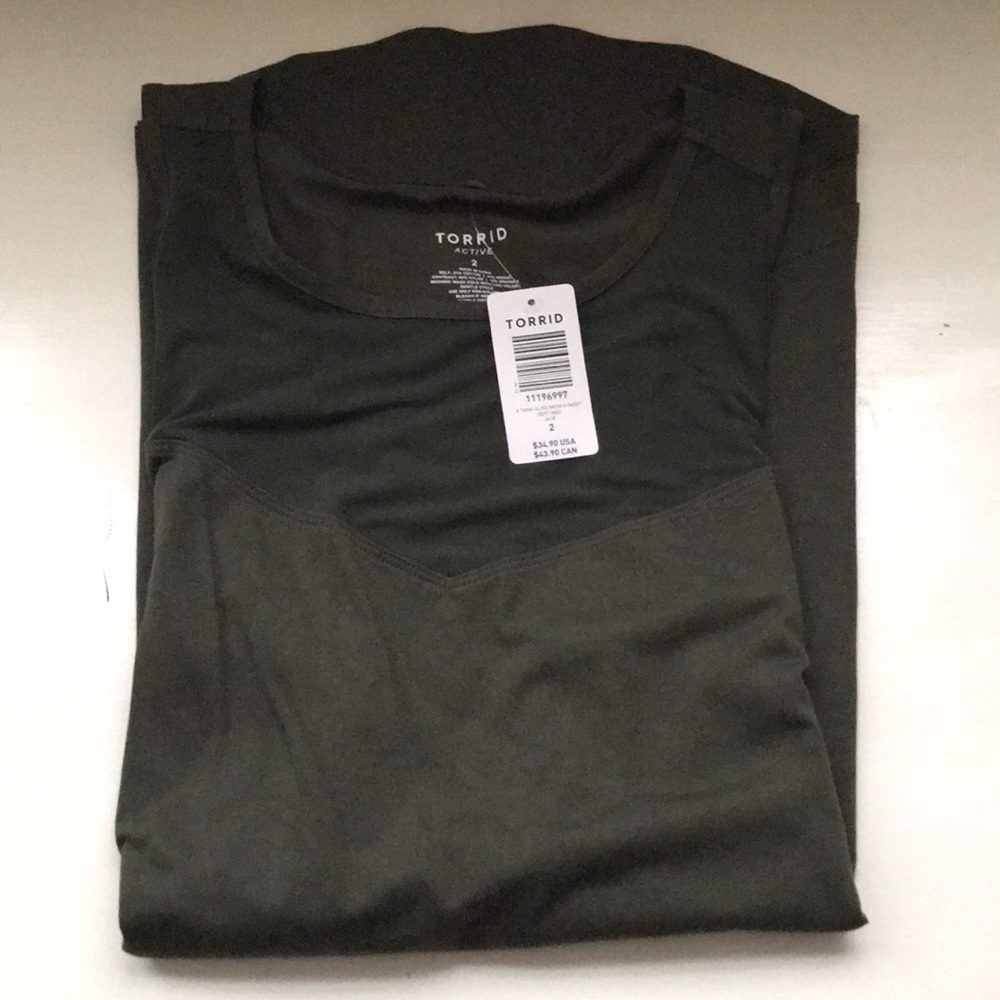 NWT Torrid Active Olive Mesh Tank 2